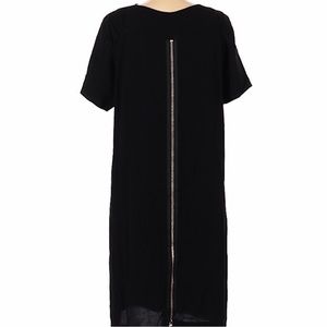 Vintage GERARD DAREL Black Shift Dress w Full Length Exposed Back Zipper 6
